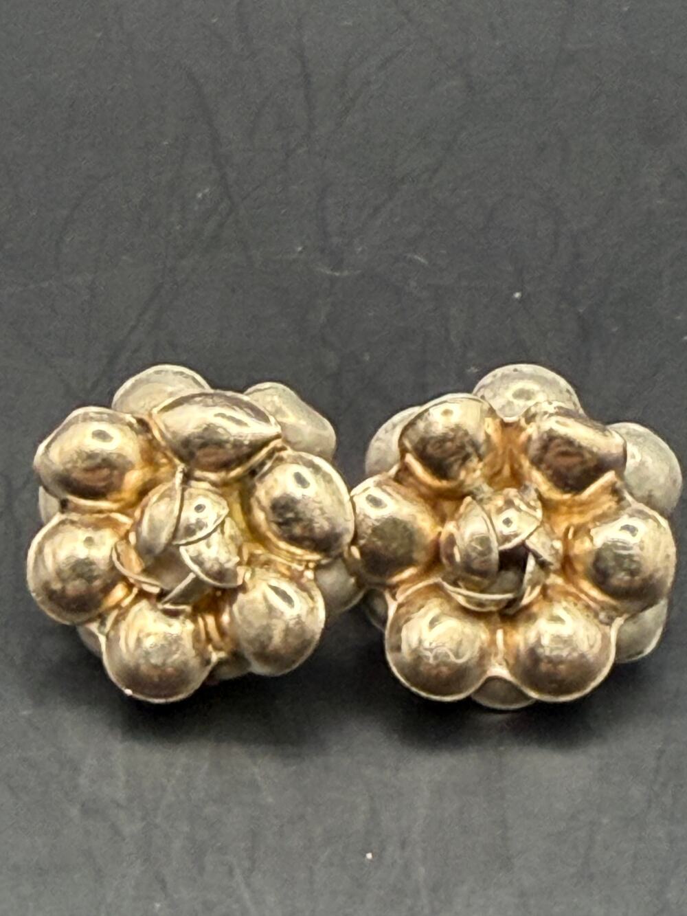 Vintage Sterling Silver Floral Screw Backed Earrings